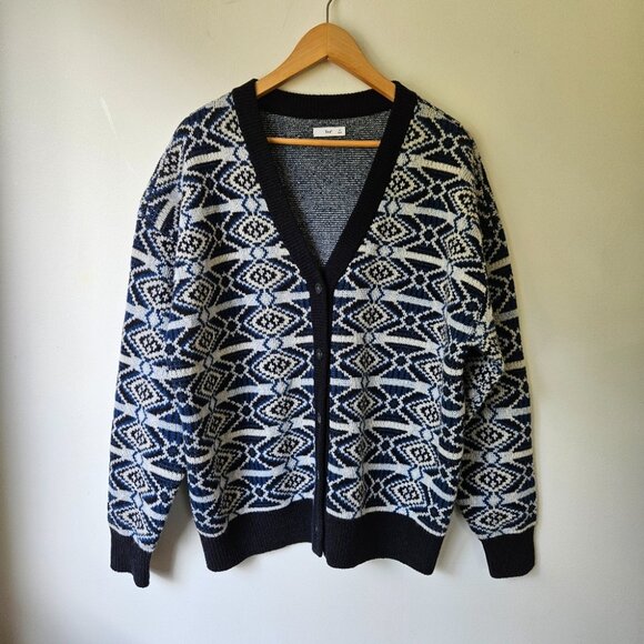 Aritzia TNA Jennings Merino Wool Cardigan M Fair Isle Nordic Fisherman Cabincore - Picture 6 of 15